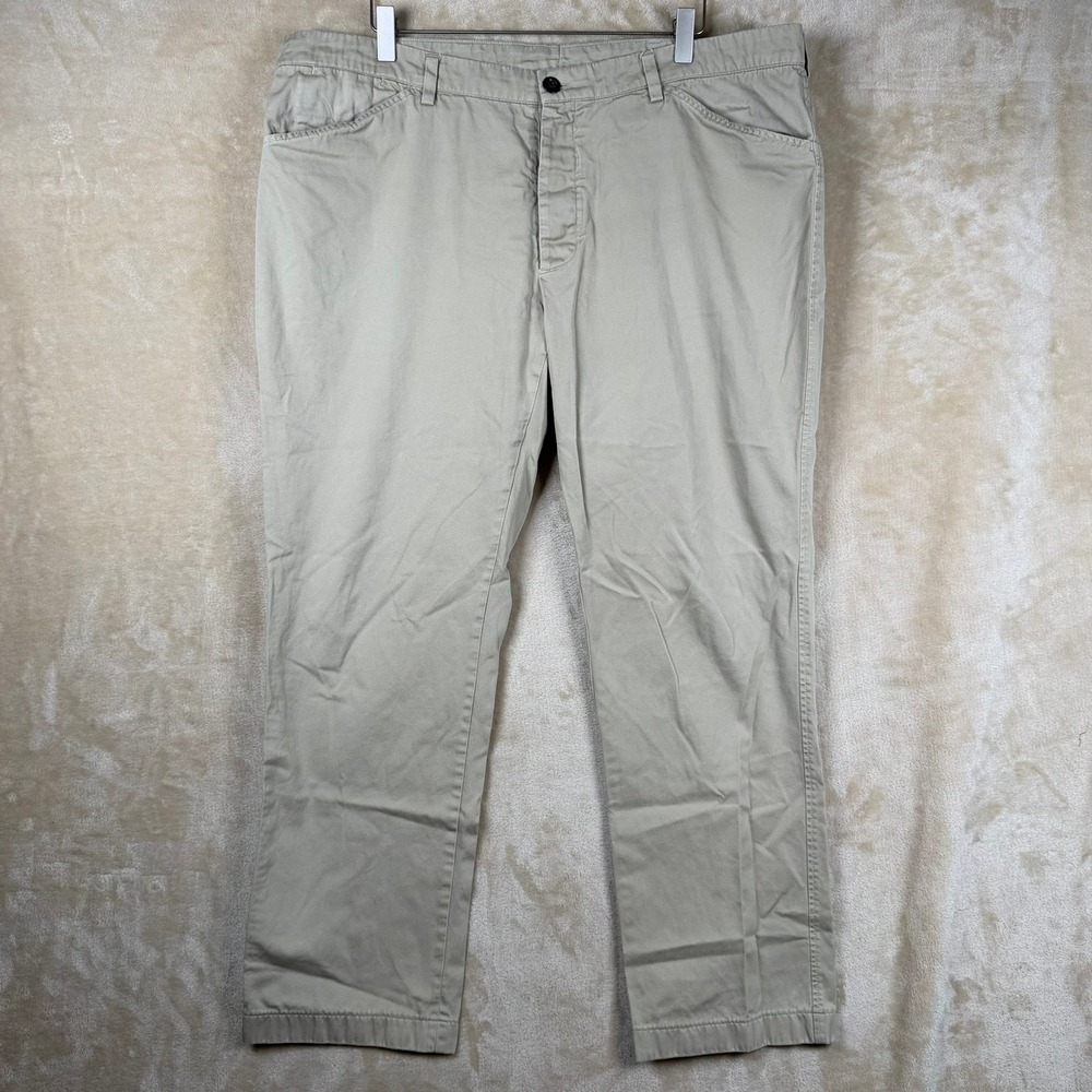 Sid Mashburn Mens Khaki Cotton Twill Button Fly Chino Trousers Tan Size 42